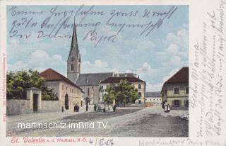 St. Valentin, Ortsansicht mit Kirche - Amstetten - alte historische Fotos Ansichten Bilder Aufnahmen Ansichtskarten 