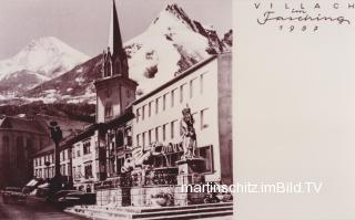 Villach im Fasching -  Der Lindwurm am Hauptplatz  - Oesterreich - alte historische Fotos Ansichten Bilder Aufnahmen Ansichtskarten 