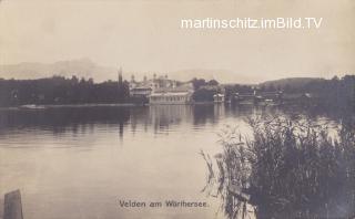 Velden, Schlosshotel mit Strand - Oesterreich - alte historische Fotos Ansichten Bilder Aufnahmen Ansichtskarten 