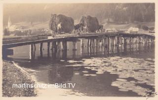 Techendorf, Heueinfuhr über die Holzbrücke - Oesterreich - alte historische Fotos Ansichten Bilder Aufnahmen Ansichtskarten 
