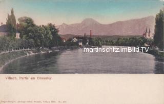 Villach Partie am Drauufer - Oesterreich - alte historische Fotos Ansichten Bilder Aufnahmen Ansichtskarten 