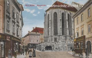 Hauptplatz mit Rautterbrunnen und Stadtpfarrkirche - Oesterreich - alte historische Fotos Ansichten Bilder Aufnahmen Ansichtskarten 