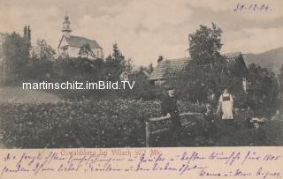 Oswaldiberg mit Kirche und Bauernhof - Europa - alte historische Fotos Ansichten Bilder Aufnahmen Ansichtskarten 