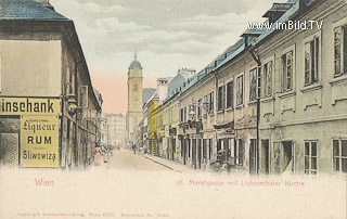 Marktgasse mit Lichtenthalerkirche - Wien  9.,Alsergrund - alte historische Fotos Ansichten Bilder Aufnahmen Ansichtskarten 