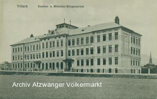 Knaben und Mädchen Bürgerschule - Villach - alte historische Fotos Ansichten Bilder Aufnahmen Ansichtskarten 