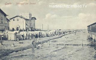 Grado, Zeltlager am Strand - Europa - alte historische Fotos Ansichten Bilder Aufnahmen Ansichtskarten 