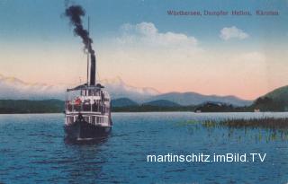 Klagenfurt, Wörthersee Schiffahrt Dampfer Helios - Klagenfurt am Wörthersee - alte historische Fotos Ansichten Bilder Aufnahmen Ansichtskarten 