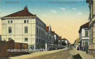 Marburg an der Drau, Mellingerstraße mit Landwehrk - Marburg an der Drau / Maribor - alte historische Fotos Ansichten Bilder Aufnahmen Ansichtskarten 