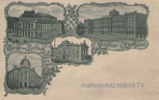 4 Bild Litho Karte - Laibach  - Zentralslowenien (Osrednjeslovenska) - alte historische Fotos Ansichten Bilder Aufnahmen Ansichtskarten 