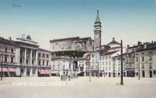 Piran, Piazza Tartini - Küsten- und Karstgebiet (Obalno-kraška) - alte historische Fotos Ansichten Bilder Aufnahmen Ansichtskarten 