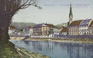 Villach - Draubrücke  mit Nikolaikirche - Europa - alte historische Fotos Ansichten Bilder Aufnahmen Ansichtskarten 