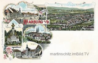 5 Bild Litho Karte - Marburg an der Drau  - alte historische Fotos Ansichten Bilder Aufnahmen Ansichtskarten 