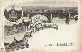 4 Bild Litho Karte - Marburg an der Drau - Europa - alte historische Fotos Ansichten Bilder Aufnahmen Ansichtskarten 