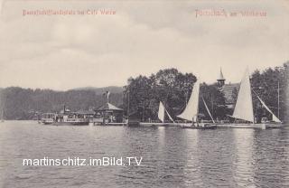 Pörtschach, Dampfschifflandeplatz bei Cafe Wezer - Oesterreich - alte historische Fotos Ansichten Bilder Aufnahmen Ansichtskarten 