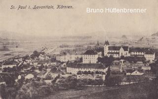 St. Paul im Lavanttal, Ortsansicht mit Stift - Kärnten - alte historische Fotos Ansichten Bilder Aufnahmen Ansichtskarten 