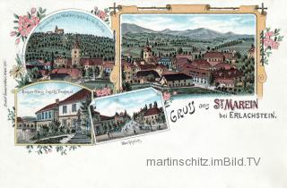 4 Bild Litho Karte - St. Marein bei Erlachstein - Sann-Gegend (Savinjska) - alte historische Fotos Ansichten Bilder Aufnahmen Ansichtskarten 