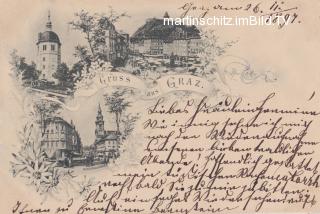 Graz, 3 Bild Litho Karte - Graz - alte historische Fotos Ansichten Bilder Aufnahmen Ansichtskarten 