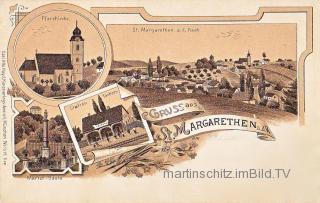 4 Bild Litho Karte - St. Margarethen an der Raab - St. Margarethen an der Raab - alte historische Fotos Ansichten Bilder Aufnahmen Ansichtskarten 