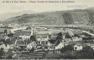 Villacher Vorstadt mit Klosterkirche - Europa - alte historische Fotos Ansichten Bilder Aufnahmen Ansichtskarten 