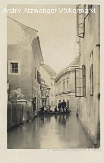 Villach, Lederergasse Überschwemmung - Oesterreich - alte historische Fotos Ansichten Bilder Aufnahmen Ansichtskarten 