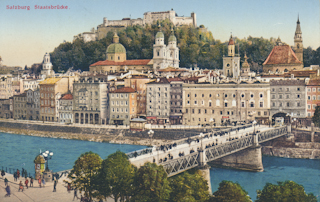 Salzburg Staatsbrücke - Europa - alte historische Fotos Ansichten Bilder Aufnahmen Ansichtskarten 