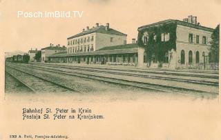 St. Peter in Krain, Bahnhof  - Innerkrainer-Karstgegend (Notranjsko-kraška) - alte historische Fotos Ansichten Bilder Aufnahmen Ansichtskarten 