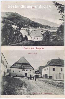 Steirisch Laßnitz: Ansicht mit Kirche - Dorfplatz - Murau - alte historische Fotos Ansichten Bilder Aufnahmen Ansichtskarten 