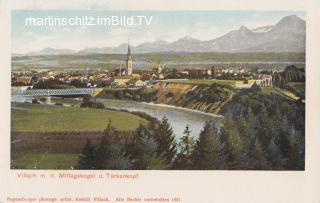 Blick von St. Martin auf Villach u. die Karawanken - alte historische Fotos Ansichten Bilder Aufnahmen Ansichtskarten 