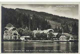 Seeboden - Cafe Santner und Steiners Gsthof - Europa - alte historische Fotos Ansichten Bilder Aufnahmen Ansichtskarten 