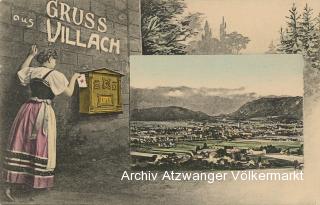 Villach Panoramaansicht - Verlag Franz Knollmülle - Villach(Stadt) - alte historische Fotos Ansichten Bilder Aufnahmen Ansichtskarten 