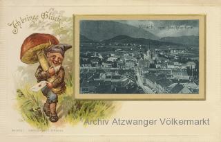 Villach, Hauptplatz vom Stadtpfarrturm - Europa - alte historische Fotos Ansichten Bilder Aufnahmen Ansichtskarten 