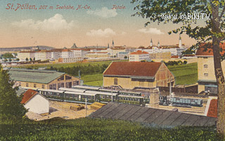 St. Pölten mit Bahnhof - Europa - alte historische Fotos Ansichten Bilder Aufnahmen Ansichtskarten 