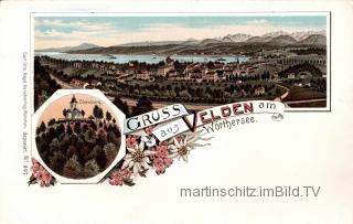 2 Bild Litho Karte - Velden - Villach Land - alte historische Fotos Ansichten Bilder Aufnahmen Ansichtskarten 