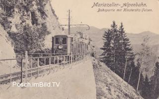 Mariazeller Alpenbahn mit Klostersitz Felsen - Oesterreich - alte historische Fotos Ansichten Bilder Aufnahmen Ansichtskarten 