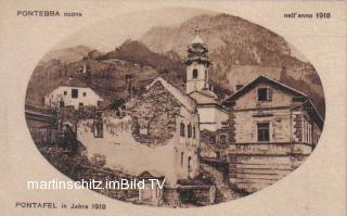 Pontebba-Pontafel, Ortsansicht mit Kirche - Friaul Julisch Venetien - alte historische Fotos Ansichten Bilder Aufnahmen Ansichtskarten 