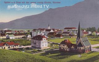 Spittal an der Drau, Ortsansicht mit Ev. Kirche - Spittal an der Drau - alte historische Fotos Ansichten Bilder Aufnahmen Ansichtskarten 