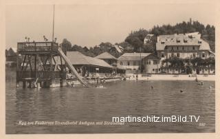 Strandhotel Aschgan mit Strandbad - Egg am Faaker See - alte historische Fotos Ansichten Bilder Aufnahmen Ansichtskarten 