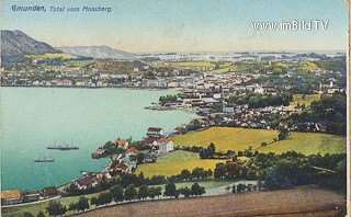 Gmunden, Total vom Moosberg - Europa - alte historische Fotos Ansichten Bilder Aufnahmen Ansichtskarten 