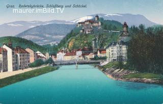 Graz - Radetzkybrücek , Schlossberg - Oesterreich - alte historische Fotos Ansichten Bilder Aufnahmen Ansichtskarten 