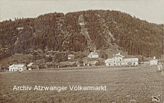 Ledenitzen, Ortsansicht mit Bahnhof und Kirche - Finkenstein am Faaker See - alte historische Fotos Ansichten Bilder Aufnahmen Ansichtskarten 