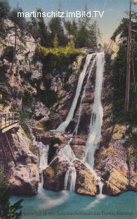 Tarvis, Wasserfall in der Schlitza-Schlucht - Friaul Julisch Venetien - alte historische Fotos Ansichten Bilder Aufnahmen Ansichtskarten 