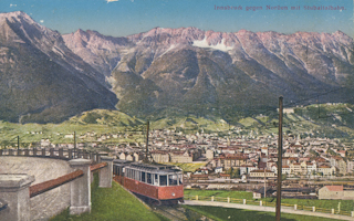 Innsbruck gegen Norden mit Stubaitalbahn - Oesterreich - alte historische Fotos Ansichten Bilder Aufnahmen Ansichtskarten 