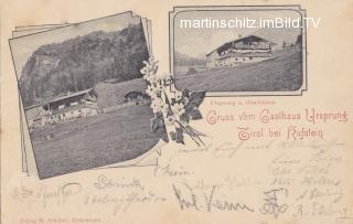 2 Bild Litho Karte - Gasthof Ursprung bei Kufstein - Tirol - alte historische Fotos Ansichten Bilder Aufnahmen Ansichtskarten 