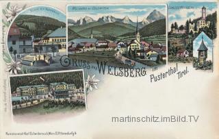 4 Bild Litho Karte - Welsberg im Pustertal  - Bozen - alte historische Fotos Ansichten Bilder Aufnahmen Ansichtskarten 